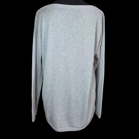 Talbots Light Gray Sweater With Silvery Shimmer Size L - Picture 4 of 6